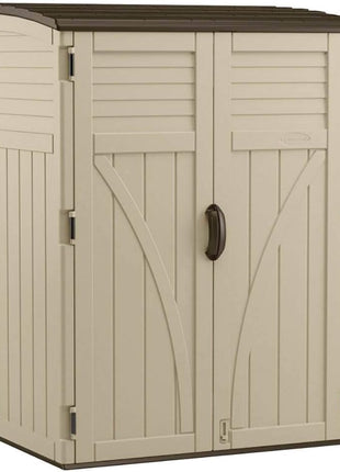 Suncast 54 Cubic Feet Vertical Storage Shed with Durable Plastic Construction, Multiple Wall Panels and Ample Space for Outdoor Storage