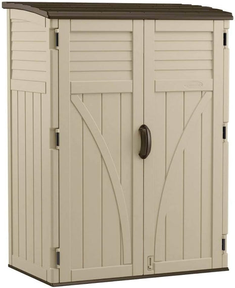 Suncast 54 Cubic Feet Vertical Storage Shed with Durable Plastic Construction, Multiple Wall Panels and Ample Space for Outdoor Storage