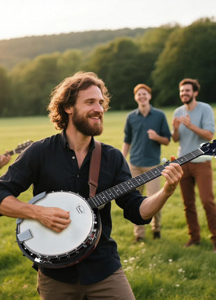 Kmise Banjo 5 String Banjos,Full Size 38 Inch Open or Closed Back | with Resonator, Bridge, Strings Pack, Finger Picks, Strap, Case, Tuner Accessories Set Gift Choice for Adults Beginner