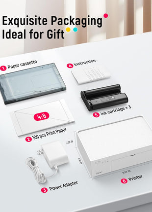 Liene M100 4x6'' Photo Printer, Phone Printer 100 Sheets & 3 Cartridges, Full-Color Photo, Portable Instant Photo Printer for iPhone Android, Thermal Dye Sublimation, Wi-Fi Picture Printer 100 Papers