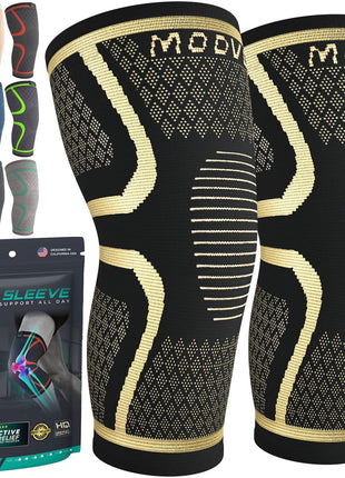 Modvel Compression Knee Brace for Women & Men, 2 Pack Knee Brace for Running Knee Pain, Knee Support Compression Sleeve, Workout Sports Knee Braces for Meniscus Tear, ACL & Arthritis Pain Relief