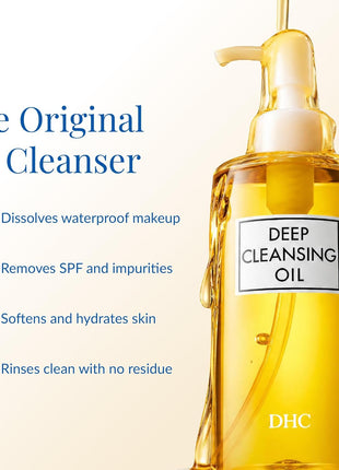 DHC Deep Cleansing Oil, Makeup Remover, Gentle Oil Cleanser, 6.7 oz | Facial Cleansing Oil, Blackhead Remover, Cleanses without Clogging Pores, Residue-Free, Fragrance and Colorant Free