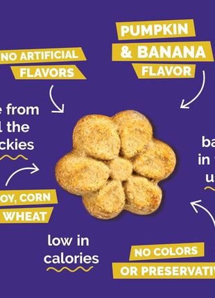 Fruitables Baked Dog Treats, Healthy Pumpkin Treat for Dogs, Low Calorie & Delicious, No Wheat, Corn or Soy, Made in the USA, Pumpkin and Banana Flavor, 7oz