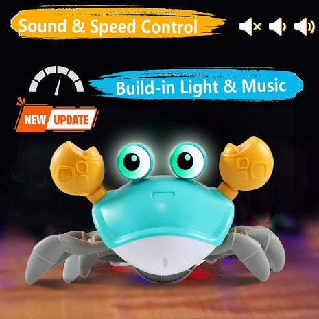 Crawling Crab Toy for Little Ones, Tummy Time Toy with Music and Lights, Interactive Moving Crab for Crawling, Walking and Early Development, Birthday Gift for Kids