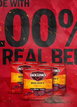Jack Link's Teriyaki Beef Jerky Half Pounder - 8 oz Large Jerky Bag - Ready to Eat Real Meat Protein Snacks - 11g Protein per Serving - Made with 100% Real Beef
