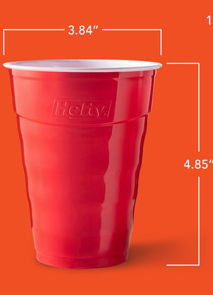 Hefty Party On Red Plastic Cups, Disposable Plastic Party Cups for Easy Cleanup and Large Gatherings, Red Cups for BBQs, Birthdays, Parties, and More, 18 Ounce, 50 Count