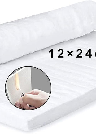 24 inch x12 inchx1 inch (Thick) Ceramic Fiber Blanket Fireproof Insulation Baffle Rated to 2400F, High-Temperature Resistance for Oven Stoves, Kilns, Forges
