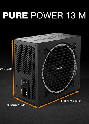 be quiet! Pure Power 13 M 750W Power Supply, 80 Plus® Gold Certification, ATX 3.1 PSU, Support for PCIe 5.1 GPUs, semi-Passive 120mm be quiet! Fan, LLC Technology, Single Rail, for Overclocked GPUs