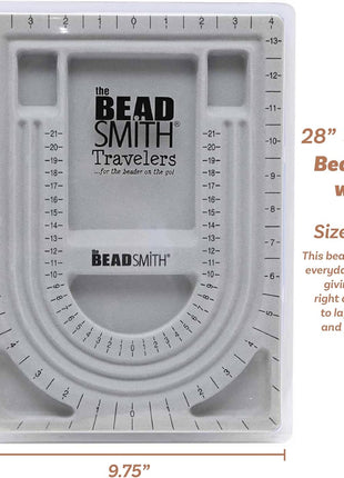 The Beadsmith Bead Board with Cover, Grey Flocked | 3 U-Shaped Channels, 6 Recessed Compartments,13.25 x 9.75 inches, Design Boards for Creating Bracelets, Necklaces and More