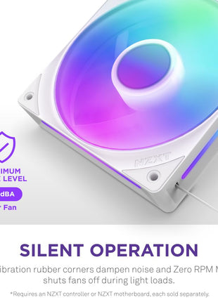 NZXT F240 RGB Core - 240mm Single-Frame RGB Fan Unit - White | 240mm single-frame unit with two 120mm RGB fans on one cable. Speed and lighting controlled through CAM.