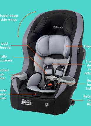Baby Trend Trooper 3-in-1 Convertible Car Seat, Dash Black