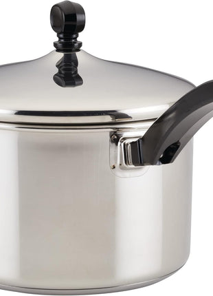 Farberware Classic Series Stainless Steel Sauce Pan with Lid, 3-Quart, Stainless Steel Pans, Induction Cookware