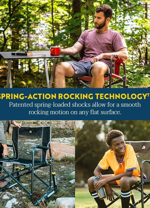GCI OUTDOOR Freestyle Rocker Camping Chair | Portable Folding Rocking Chair with Solid, Durable Armrests, Drink Holder & Comfortable Backrest Cinnamon