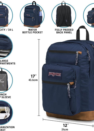 JanSport Cool Backpack, with 15-inch Laptop Sleeve - Large Computer Bag Rucksack with 2 Compartments, Ergonomic Straps, Grey Letterman