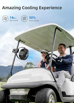 Koonie 8" Clip on Fan, 10000mAh Rechargeable Battery, Strong Airflow | 4 Speeds, Sturdy Clamp, Ideal Portable USB Desk Fan for Office, Golf Cart, Camping, Travel, Tent, Outdoor, Treadmill & Gym