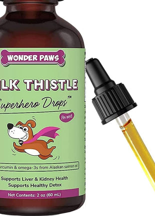 Liquid Glucosamine Drops Plus Milk Thistle Drops - for Dog Joint Health, Mobility Support, Liver, Detox & Overall Wellness – Liquid Glucosamine 16 Ounces - Milk Thistle 2 Ounces