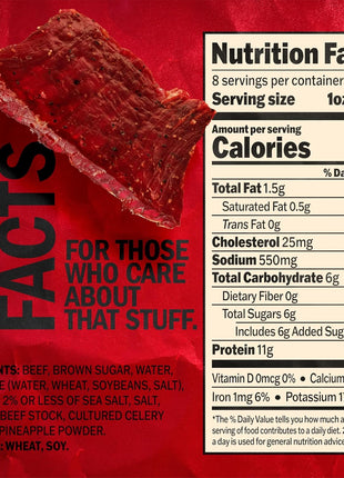 Jack Link's Teriyaki Beef Jerky Half Pounder - 8 oz Large Jerky Bag - Ready to Eat Real Meat Protein Snacks - 11g Protein per Serving - Made with 100% Real Beef