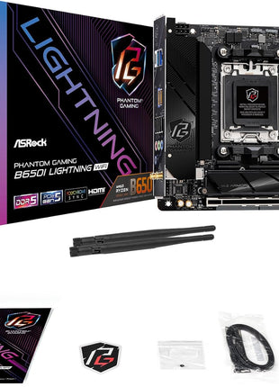 ASRock B650I Lightning WiFi AMD AM5 Mini-ITX Motherboard, Supports AMD Ryzen 9000/8000/7000 Series Processors, DDR5 7200+ (OC), PCIe 5.0 M.2, 2.5G LAN, WiFi 6E, 8+2+1 Power Phase