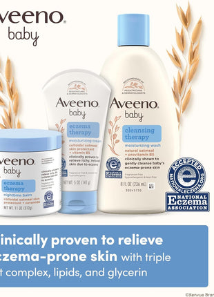 Aveeno Baby Eczema Therapy Nighttime Body Balm, Moisturizing Eczema Balm for Babies with Colloidal Oat & Ceramide, Soothes Dry, Itchy Skin, Hypoallergenic, Fragrance & Steroid Free, 11 oz