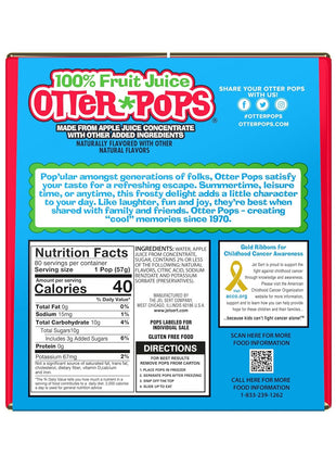 Otter Pops Freezer Bars, 100% Fruit Juice Ice Pops, Original Flavors (80ct – 2oz bars)