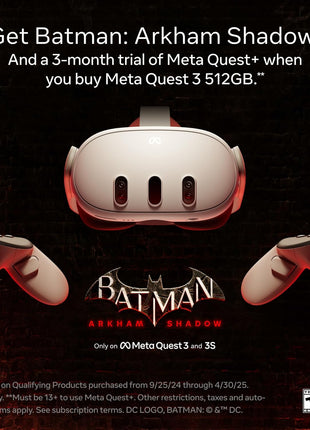 Meta Quest 3 512GB | Thirty Percent Sharper Resolution — 2X Graphical Processing Power — Play Without Wires — Get Batman: Arkham Shadow and a 3-Month Trial of Meta Horizon+ Included