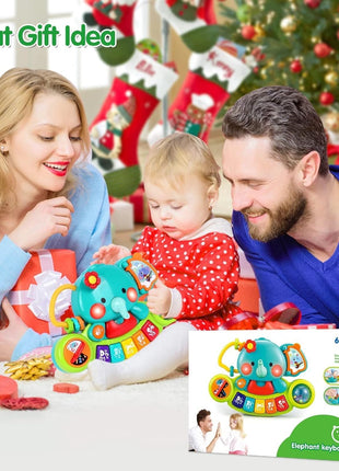 Baby Piano Toys 6-12 Months, Elephant Piano Keyboard Newborn & Infant Toys | Light Up Musical Toddler Toys for 1 Year Old Boy Girl, Christmas & Birthday Gifts For 12-18 Months, 6 7 8 9 Month Old Toys
