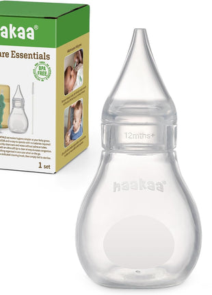 Haakaa Nasal Care Essentials Combo, Nasal Aspirator for Baby with Baby Nose Picker, Gentle Infant Ear & Nose Care Set with Case for Home or Travel