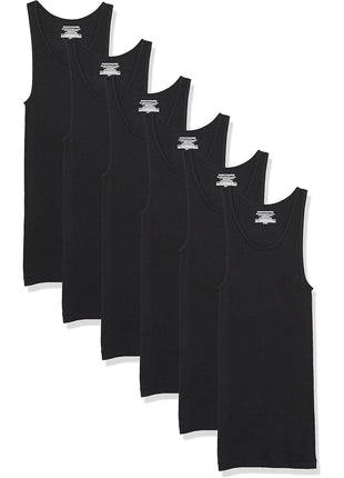 Amazon Essentials Men's Lightweight Breathable Cotton Slim Fit Tank Undershirts, Pack of 6