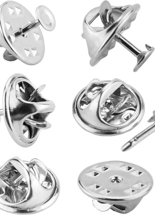 JANYUN 120 Pairs Butterfly Clutch Tie Tacks Pin Back Replacement with 8mm Length 4mm Width Blank Pins for Craft Making (4mm, Silver)
