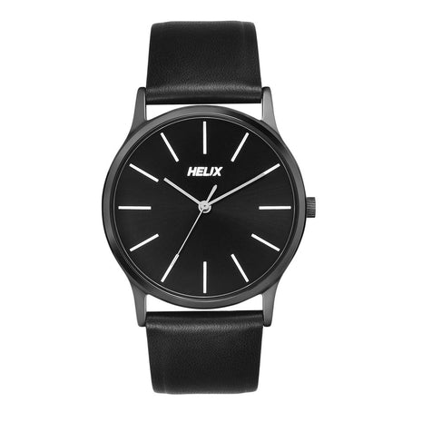 Helix by Timex Analog Watch for Man with Black Round Dial & Black Leather Strap Band Water Resistant Men's Wrist Watches - TW054HG04