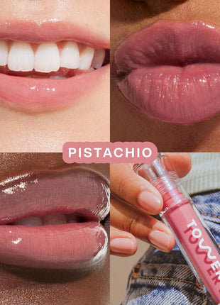 Tower 28 ShineOn Lip Gloss Jelly - Hydrating Tinted Lip Balm + Milky Gloss for Sensitive Lips - Non-Sticky + High-Shine Jelly Formula with Nourishing Oil Blend - Pistachio - Nude Pink (0.13)