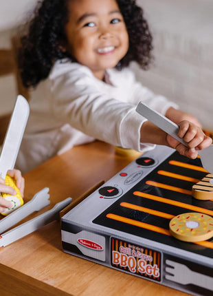 Melissa & Doug 9280 Grill and Serve BBQ Set (20 pcs) - Wooden Play Food and Accessories