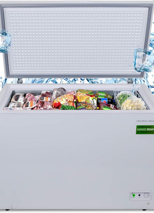Hamilton Beach HBFRF1006 Chest Freezer-Adjustable Thermostat-Removable Vinyl Coated Wire Basket-Easy Defrost Drain-10 Cubic Feet, 10 cu ft, White (pack of 1)