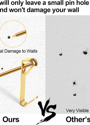 184 Pieces Picture Hanging Kit, 20lb, 30lb, and 50lb Picture Hangers, Metal Picture Hanging Hooks with Nails, on Drywall, Wooden Wall(Gold)