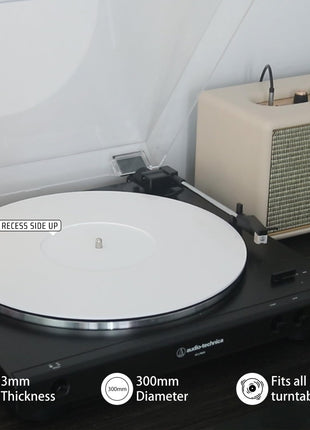 Turntable Mat Record Platter Slipmat: Acrylic Record Player Platter Vinyl Slip Mats for Turntables Antistatic Tighter & Defined Bass, White