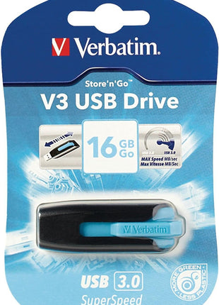 Verbatim 16 GB Store N Go Drive Blu (49176), Blue, Black