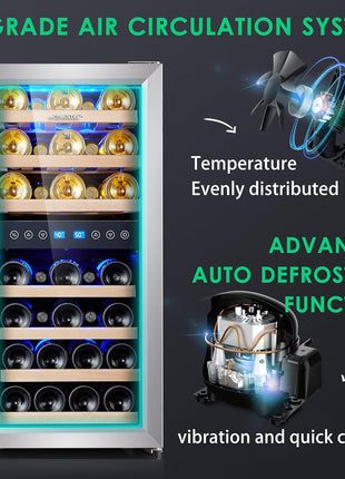 Beverage Refrigerator 175 Cans Under Counter Beer Cooler 24 inch Quiet Built-in or Freestanding Beverage Fridge Glass Door Auto Defrost 5 Removable Shelves for Home Bar Office
