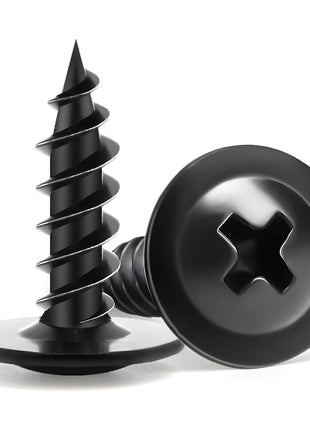 Wood Screws 1/2 Inch, 160 PCS FIXLINK Premium Phillips Truss Head Black Wood Screws, Self Tapping Electrophoresis Modified Fast Truss Head Wood Screw Used in Indoor Furniture, Woodworking (#8 x 1/2")