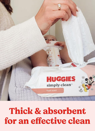 Huggies Simply Clean Fresh Scent Baby Wipes, 3 Flip-Top Packs of 64 (192 Wipes Total), Packaging May Vary