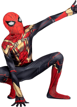 Marvel Integrated Spider-Man Official Youth Deluxe Zentai Costume - Deluxe Two-Way Stretch Spandex with Invisible Zippers and Wrist Openings for Added Convenience (M) Multi
