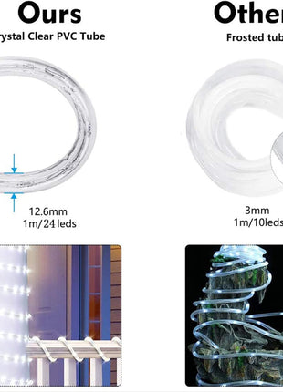 100ft LED Rope Lights Outdoor, 720 LED Connectable and Flexible Tube Lights with 8 Modes, Waterproof LED Rope Lighting for Garden, Patio, Pool, Bedroom, Party, Indoor Outdoor Decoration (White)