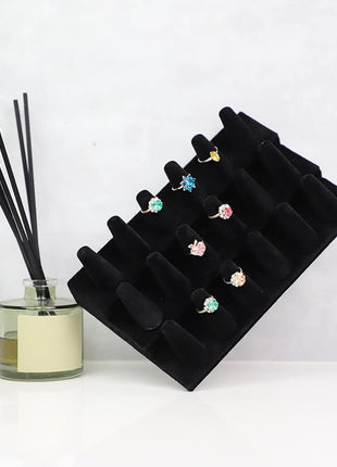 Stratalife Ring Holder 18 Slot Finger Ring Display Jewelry Holder Organizer Storage Jewelry Display Stand for Vendor Selling Velvet Black