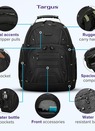 Targus Drifter Essentials Laptop Backpack, Travel Backpack for Laptops up to 16" Backpack for Men & Women, College Back Pack Bookbag or Work Backpack, School Bag Travel Backpack Black(TBB63805GL)