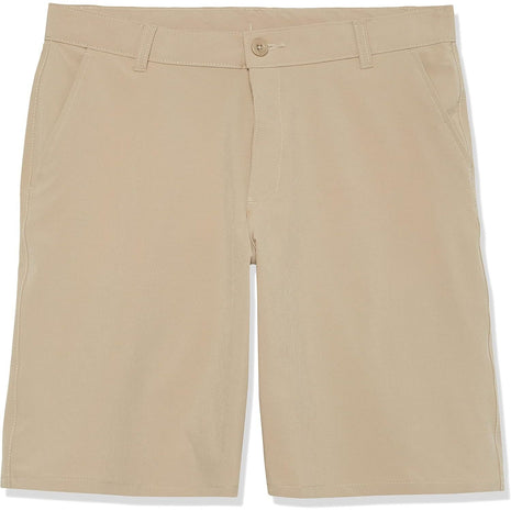 IZOD Boys' School Uniform Flat Front Khaki Shorts, Moisture Wicking Performance Fabric, Wrinkle & Fade Resistant, 12