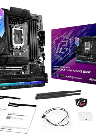 ASRock B860M Lightning WiFi Motherboard - Intel B860, LGA1851, DDR5 8666+ (OC), PCIe 5.0, Thunderbolt 4, WiFi 6E, 12+1+1+1+1 Power Phase, 4X M.2, USB 3.2 Gen2, Killer 2.5G LAN