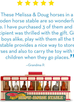 Melissa & Doug 3744 Take-Along Show-Horse Stable Play Set With Wooden Stable Box and 8 Toy Horses