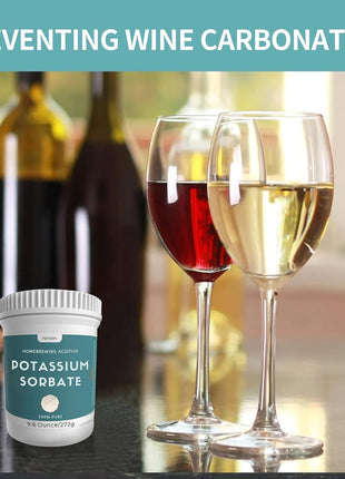 9.6 oz Potassium Sorbate, 100% Pure, Food Grade, Premium Potassium Sorbate for Wine Making, Home Brewing, Cakes, Soft Candy, Cookies and More