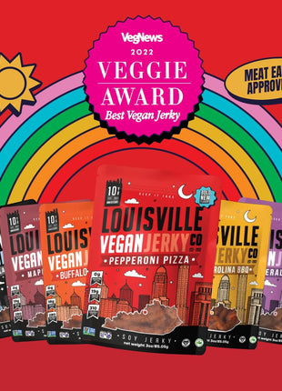 Louisville Jerky Co. Pepperoni Pizza Vegan Jerky, 3 oz, 1-Pack | Gluten-Free, Non-GMO, Plant-Based Protein Snack, Vegetarian Jerky, Pepperoni Pizza Flavor, Ready-to-Eat, Chewy Texture