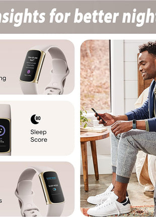 Fitbit Charge 5 Advanced Fitness & Health Tracker (White) with Built-in GPS, Stress Management Tools, Bundle with 2 Watch Bands, 3.3foot Charge Cable, Wall Adapter, Screen Shield & PremGear for Fitbit