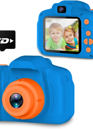 Seckton Upgrade Kids Selfie Camera, Christmas Birthday Gifts for Boys Age 3-9, HD Digital Video Cameras for Toddler, Portable Toy for 3 4 5 6 7 8 Year Old Boy with SD Card-Navy Blue